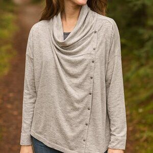 Eddie Bauer First Ascent Grey Convertible Front Soft Knit Cardigan 3X Soft Layer